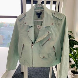 Forever 21 green leather jacket